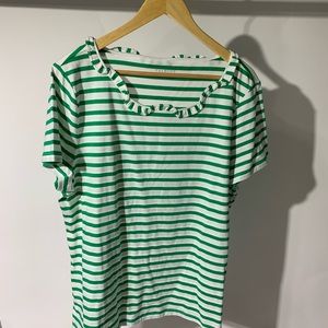Talbots green white stripe jersey tee shirt